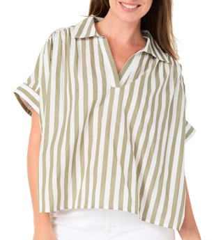 Thumbnail 1: Habitual Women's Gathered Striped Dolman Top 
