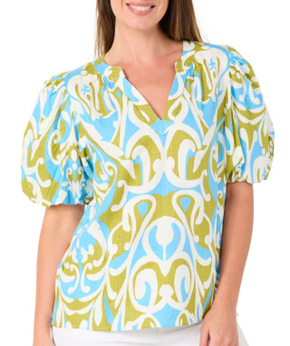 Thumbnail 1: Cece Women's Puff Sleeve V-Neck Toile Top 