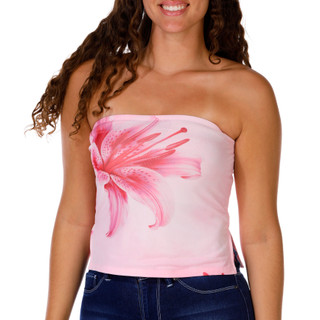 Thumbnail 1: Heart & Hips Juniors Hibiscus Mesh Tube Top 