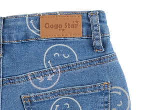 Thumbnail 2: GOGO STAR Big Girls All Over Smile Print Denim Shorts 