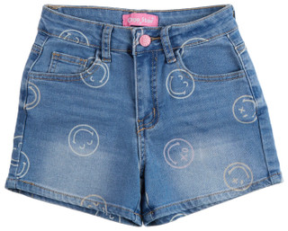 Thumbnail 1: GOGO STAR Big Girls All Over Smile Print Denim Shorts 