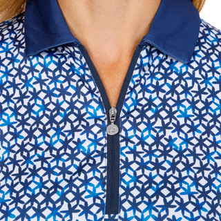 Thumbnail 3: Caribbean Joe Women's Short Sleeve Zip Neck Polo Dress 