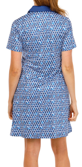 Thumbnail 4: Caribbean Joe Women's Short Sleeve Zip Neck Polo Dress 