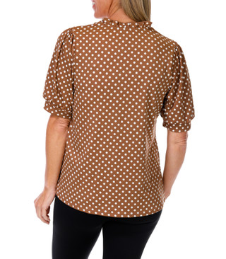 Thumbnail 2: PerSeption Concept Women's Ruffle Dot Print Top  