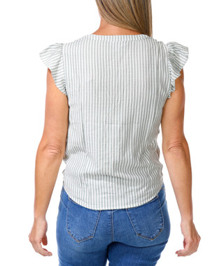 Thumbnail 2: SHOL Women's Stripe Tie Front Top 