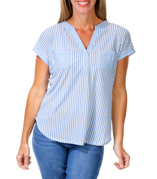 Thumbnail 1: Joie De Vivre Women's Stripe Print Top  