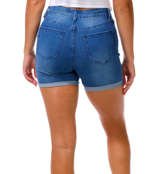 Thumbnail 2: Royalty Women's Roll Cuff Denim Shorts 