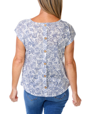 Thumbnail 2: Vivid aura Women's Coastal Shell Print Top  