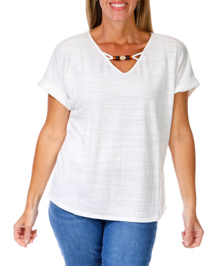 Thumbnail 1: Late August Women's Beaded Keyhole Neck Top  
