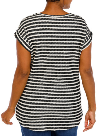 Thumbnail 3: ABOVE & BEYOND Plus Short Sleeve Knit Button Hem Top 