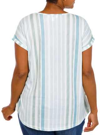 Thumbnail 2: Anneliese Plus Short Sleeve Button Hem Top 