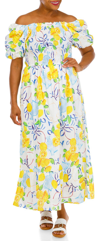 Thumbnail 1: Ana & Rose Women's Lemon Floral Print Dress  