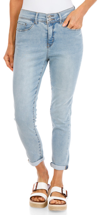 Thumbnail 1: Curve Appeal Women's Double Button Skinny Roll Up Crop Pants 
