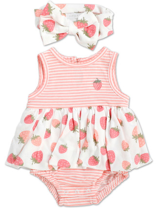 Thumbnail 1: Chick Pea Baby Girls 2 Pc Strawberry Creeper Set  