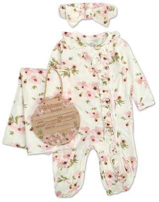 Thumbnail 1: Baby Essentials Baby Girls 4 Pc Sleeper Set  