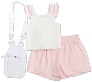 Thumbnail 1: Paris Hilton Little Girls 3 Pc Shorts Set w/ Handbag 