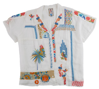 Thumbnail 1: JOHNNY WAS Plus Embroidered Button Front Top 