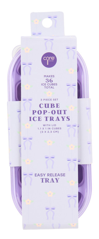 Thumbnail 1: Core Home 3 Pk Cube Pop-Out Ice trays w/ Lids  