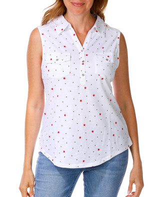 Thumbnail 1: Emily Daniels Women's Sleeveless Polo Top 