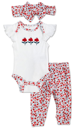 Thumbnail 1: ELEPHANT AND CASTLE Baby Girl 3 Pc Pants Set  