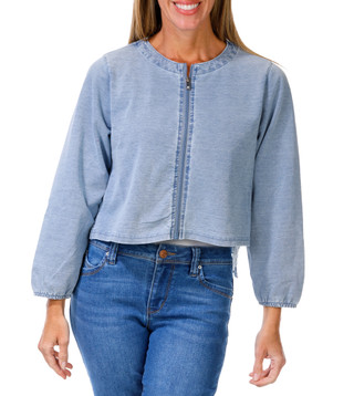 Thumbnail 1: Nanette Lepore Women's Lace Back Chambray Denim  Jacket  