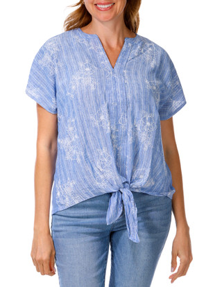 Thumbnail 1: Chenault Women's Puff Print Button Front Top 