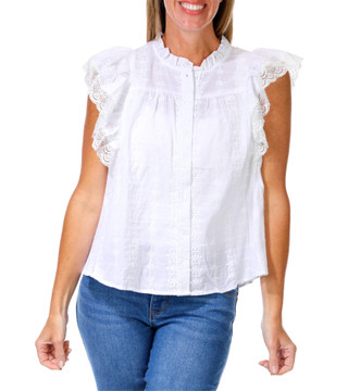 Thumbnail 1: Gilli Women's Eyelet Flutter Sleeve Top 