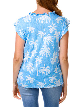 Thumbnail 2: Caribbean Joe Women's Flutter Sleeve Tassel Top 