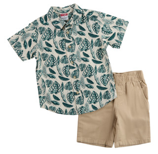 Thumbnail 1: Wrangler Little Boys 2 Pc Print Button Down Shirt & Shorts Set 