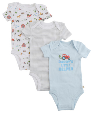Thumbnail 1: HUGGIES Baby Boys 3 Pc Organic Cotton Bodysuits 