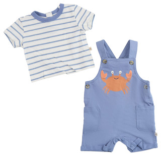 Thumbnail 2: HUGGIES Baby Boys 2 Pc Organic Cotton Tee & Romper Set 