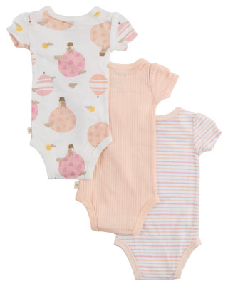 Thumbnail 2: HUGGIES Baby Girls 3 Pk Organic Cotton Bodysuits 