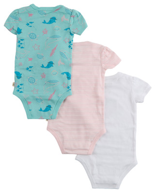 Thumbnail 2: HUGGIES Baby Girls 3 Pc Organic Cotton Bodysuits 
