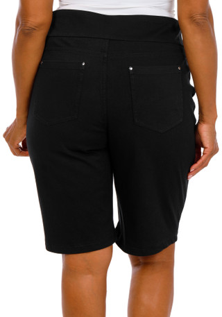 Thumbnail 2: Zac & Rachel Women's Plus Chambray Denim Skimmer Shorts  