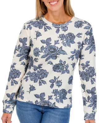 Thumbnail 1: FLAG & ANTHEM Womens Long Sleeve Waffle Knit Crew Top 