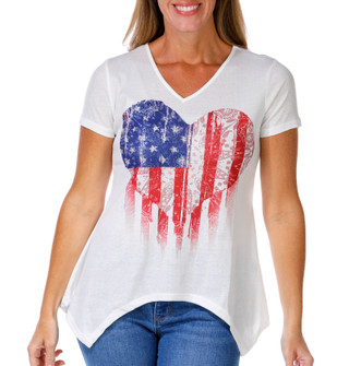 Thumbnail 1: ONE WORLD Women's Short Sleeve Americana Heart Top 