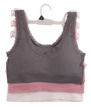 Thumbnail 2: Laura Ashley Plus 3 Pk Ribbed Lace Trim Bras Set 