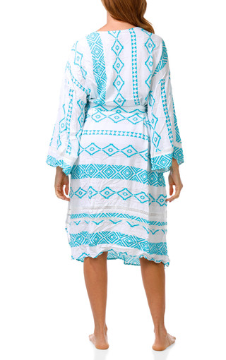 Thumbnail 2: SURF GYPSY Women's Crochet Trim Kimono Swimsuit Cover Up 