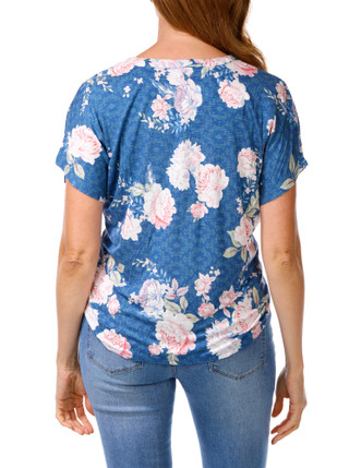 Thumbnail 2: Chenault Women's Short Sleeve Front Tie Hem Top 