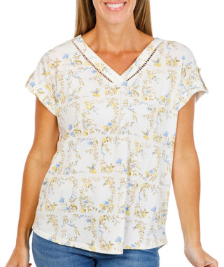 Thumbnail 1: EDGE Women's Lace Trim V-Neck Top 