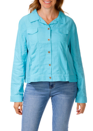 Thumbnail 1: Kate Park Women's Solid Linen Blend Jacket  