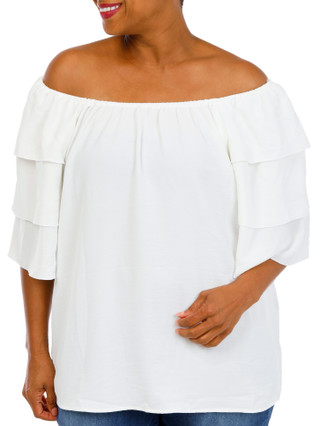 Thumbnail 1: Chenault Plus Flutter Sleeve Airflow Top 