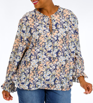 Thumbnail 1: Cece Plus Long Sleeve Keyhole Neck Top 