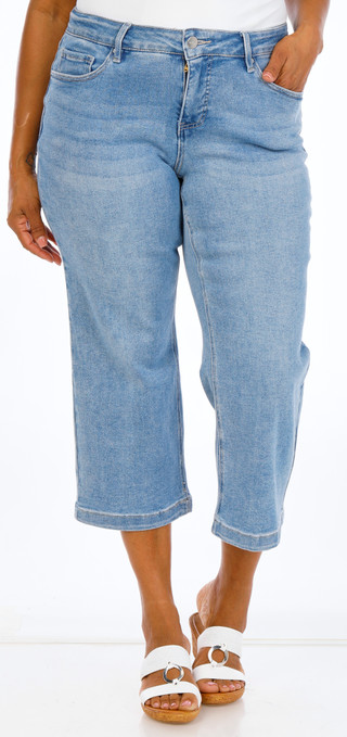 Thumbnail 1: Royalty Women's Wide Leg Denim Capris 