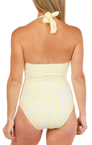 Thumbnail 4: Into The Bleu Women's Halter Ruffle Neck One Piece Swimsuit 