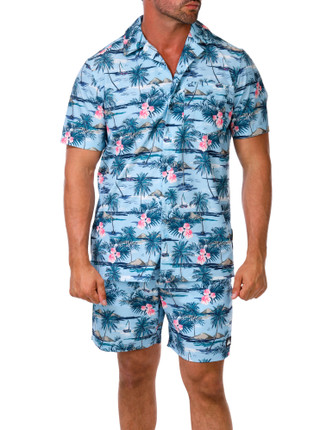 Thumbnail 1: Quiksilver Men's 2 Pc Tropical Print Cabana Shorts Set 