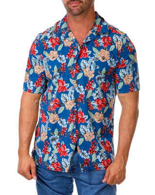 Thumbnail 1: CAMPIA Men's Tropical Print Button Up Shirt 