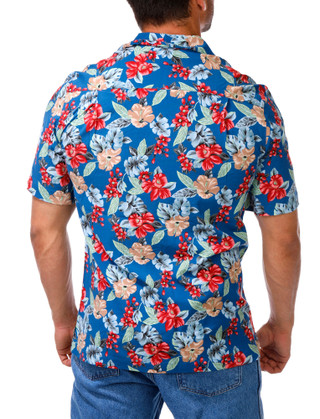 Thumbnail 2: CAMPIA Men's Tropical Print Button Up Shirt 