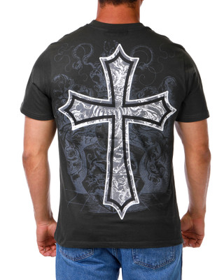 Thumbnail 2: Rebel Vengeance Men's Logo Large Cross Graphic Heavy Tee 