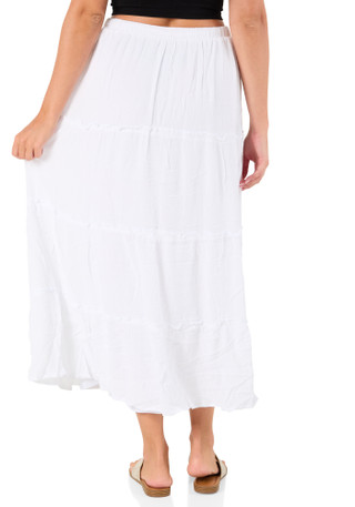 Thumbnail 2: No Comment Juniors Gauze Tier Tassel Charm Maxi Skirt 